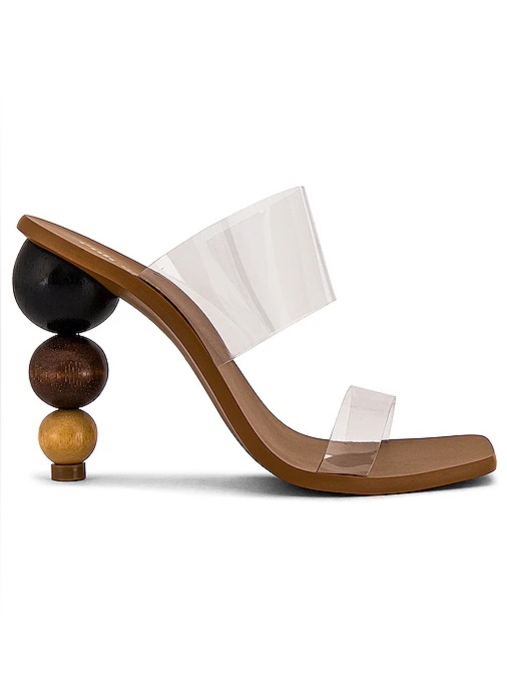 Cult Gaia Vita Sandal Clear PVC Wood Heel Tan Size 40